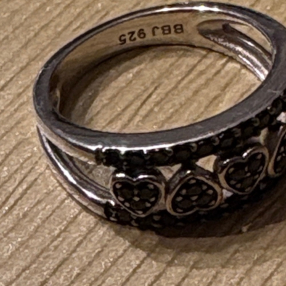 JTV Black Heart Silver Ring - Picture 5 of 7